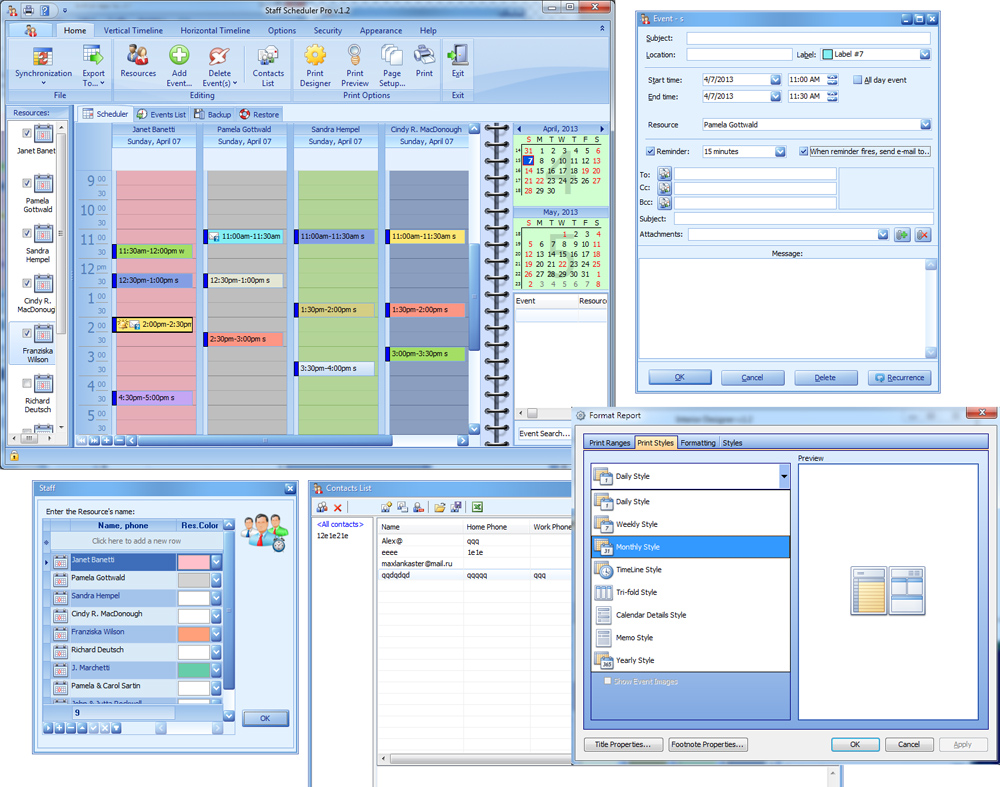 Click to view Staff Scheduler for Workgroup 1.2 screenshot