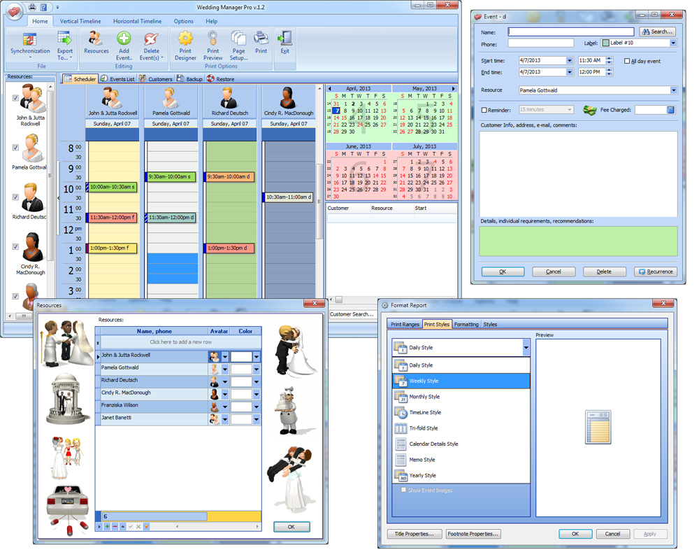 Click to view Wedding Manager for Workgroup 1.2 screenshot